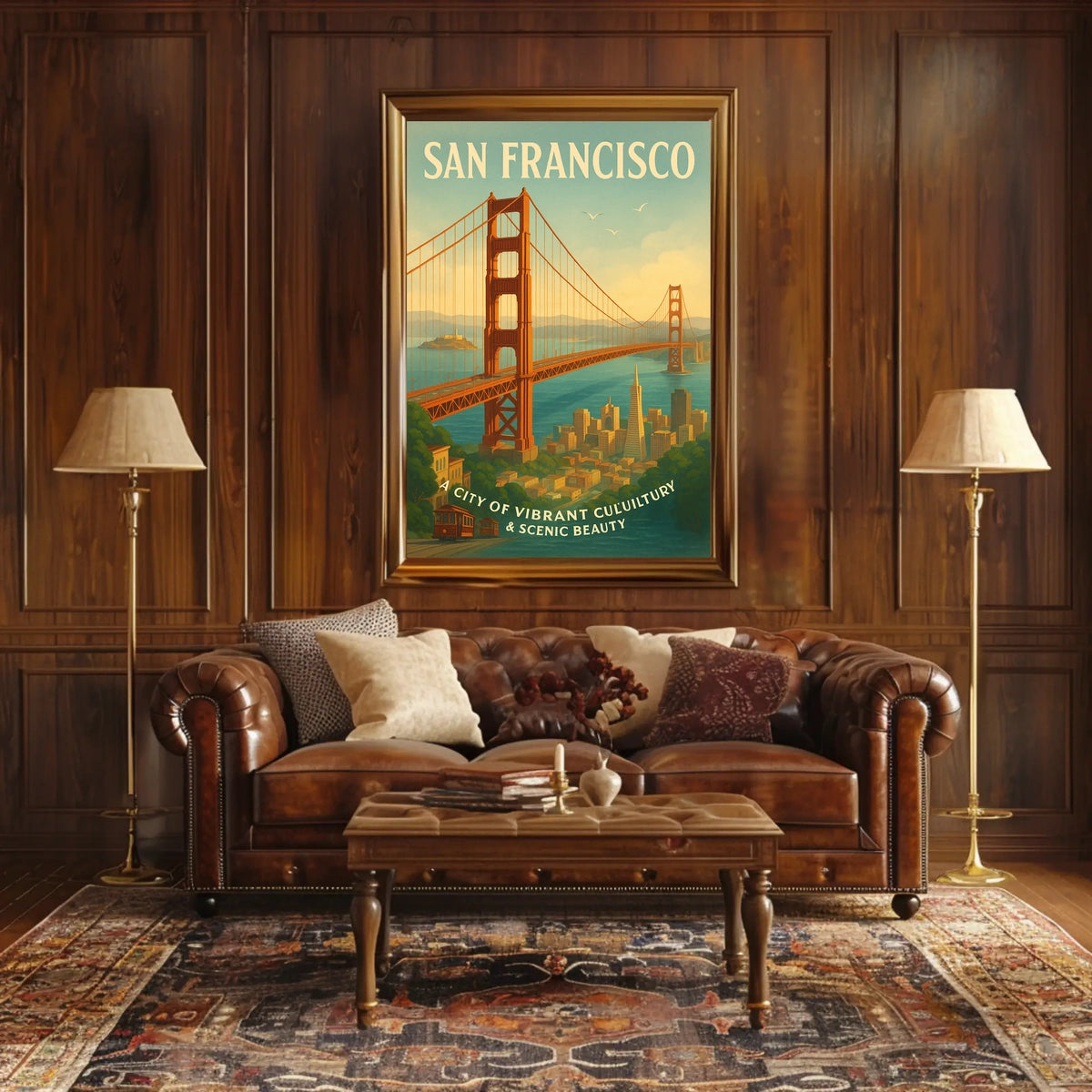 Vintage San Francisco Golden Gate Bridge Travel Poster