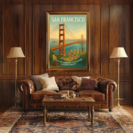 Vintage San Francisco Golden Gate Bridge Travel Poster