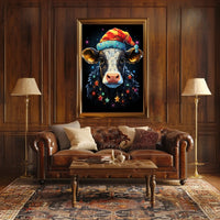 Whimsical Cow Christmas Poster: Festive Holiday Decor