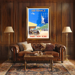 Air France Travel Poster Vintage Paris New York Wall Art