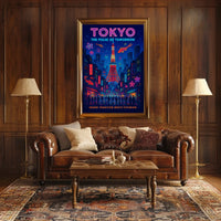 Tokyo Cityscape Neon Tradition Futurism Poster