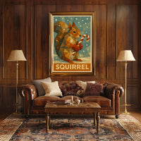 Geometric Squirrel with Candy Cane Poster