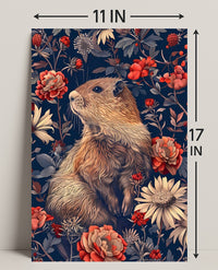 Groundhog in Blossoming Foliage Animal Poster