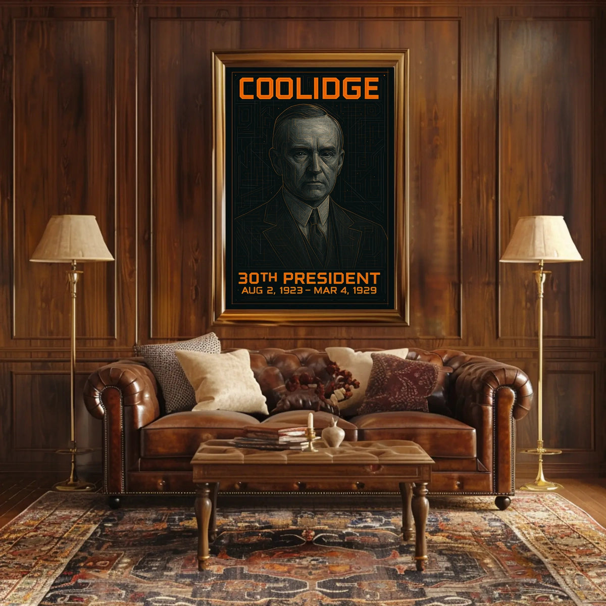 Calvin Coolidge 30th President of the United States Techno Schematic Poster