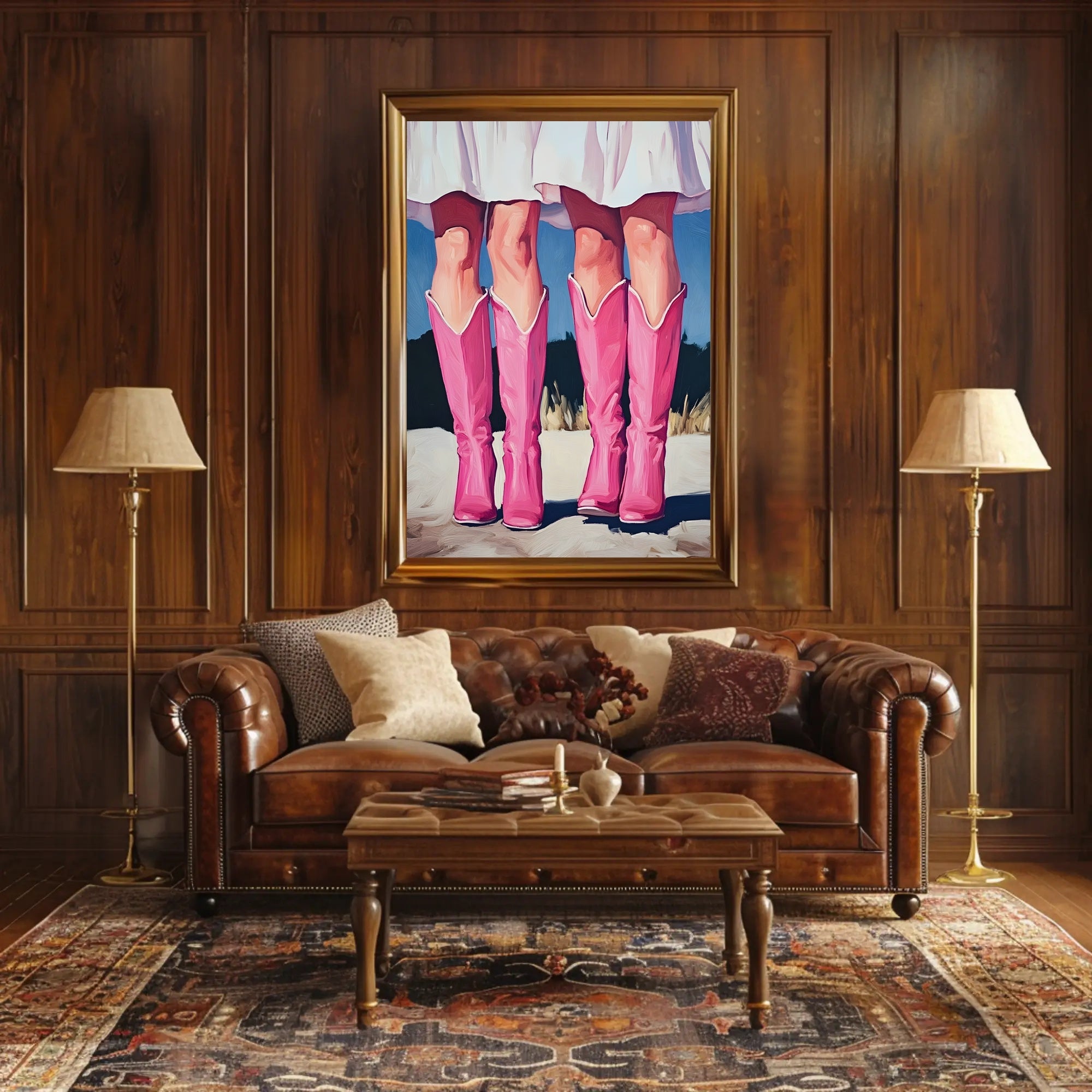 Pink Boots Wall Art Poster Vintage Feminine Print