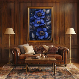 Blue Floral Elegance: Abstract or Artistic Poster