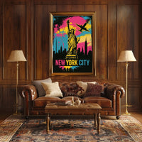 Statue Of Liberty NYC Skyline Poster Abstract Wall Art