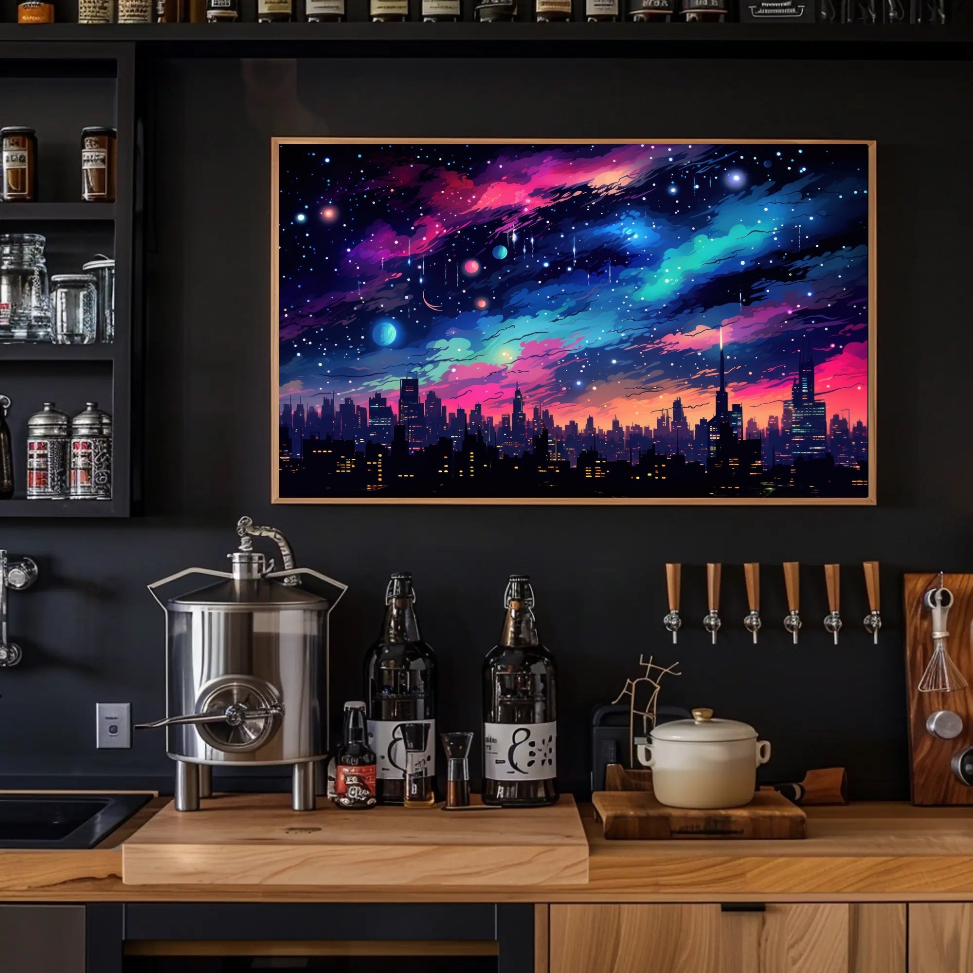 Cosmic Cityscape Poster PosterGoat
