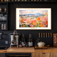 Vibrant Flower Market in Seoul Urban or Cityscape Poster