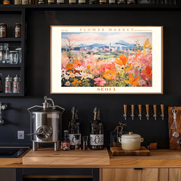Vibrant Flower Market in Seoul Urban or Cityscape Poster