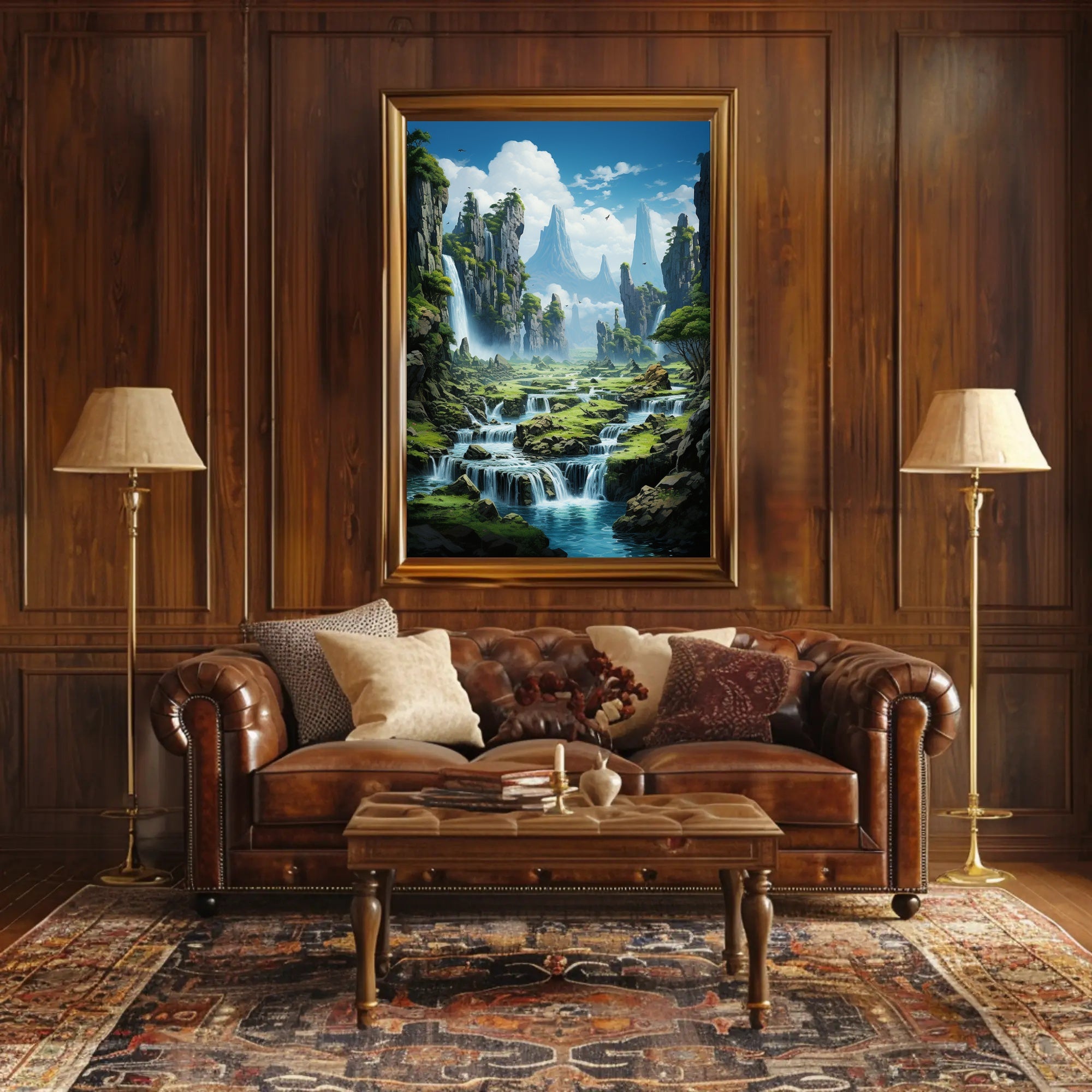 Serene Waterfall Landscape Poster