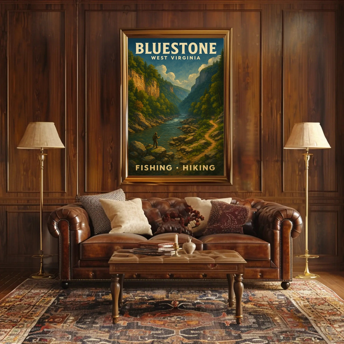 Bluestone Adventure Vintage Scenic Wanderlust Travel Poster