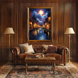 Moonlit Venice Canal Poster