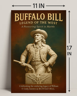 Buffalo Bill Marble Statue Poster Vintage Wall Art