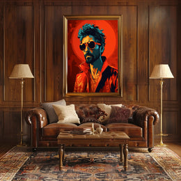 Vibrant Portrait In Red Poster PosterGoat