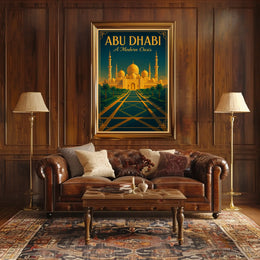 Abu Dhabi Grand Mosque Vintage Travel Poster