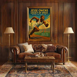Jesse Owens Triumph 1936 Olympics Vintage Art Poster