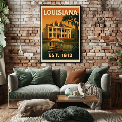 Louisiana Plantation Steamboat Bayou Southern Poster