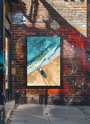 Adventure Awaits: Modern Beach Scene Travel Poster