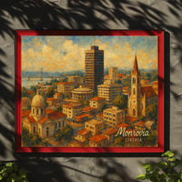 Monrovia Liberia African Cityscape Digital Painting Vibrant Cultural Heritage Travel Poster