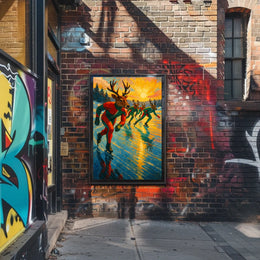 Reindeer Speed Skating on Surreal Frozen Lake