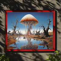 Surreal Mushroom Landscape in a Fantasy or Mythology Poster