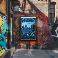 Detroit Skyline and Sports Poster PosterGoat