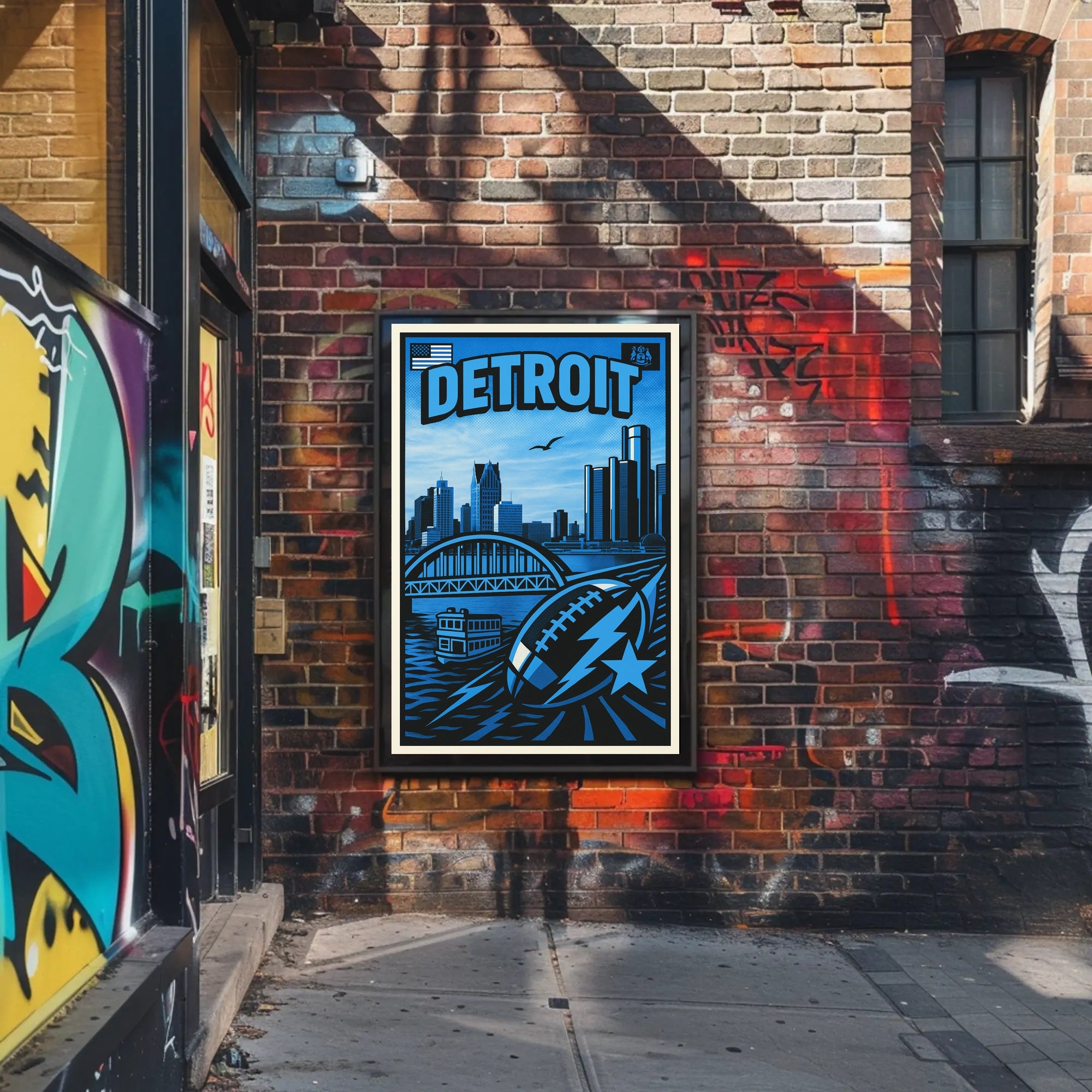 Detroit Skyline and Sports Poster PosterGoat
