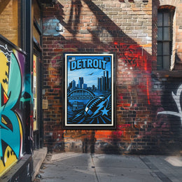 Detroit Skyline and Sports Poster PosterGoat