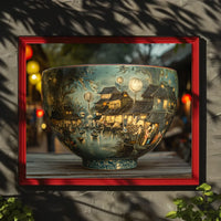 Asian Heritage Art: Riverside Village Scene Poster