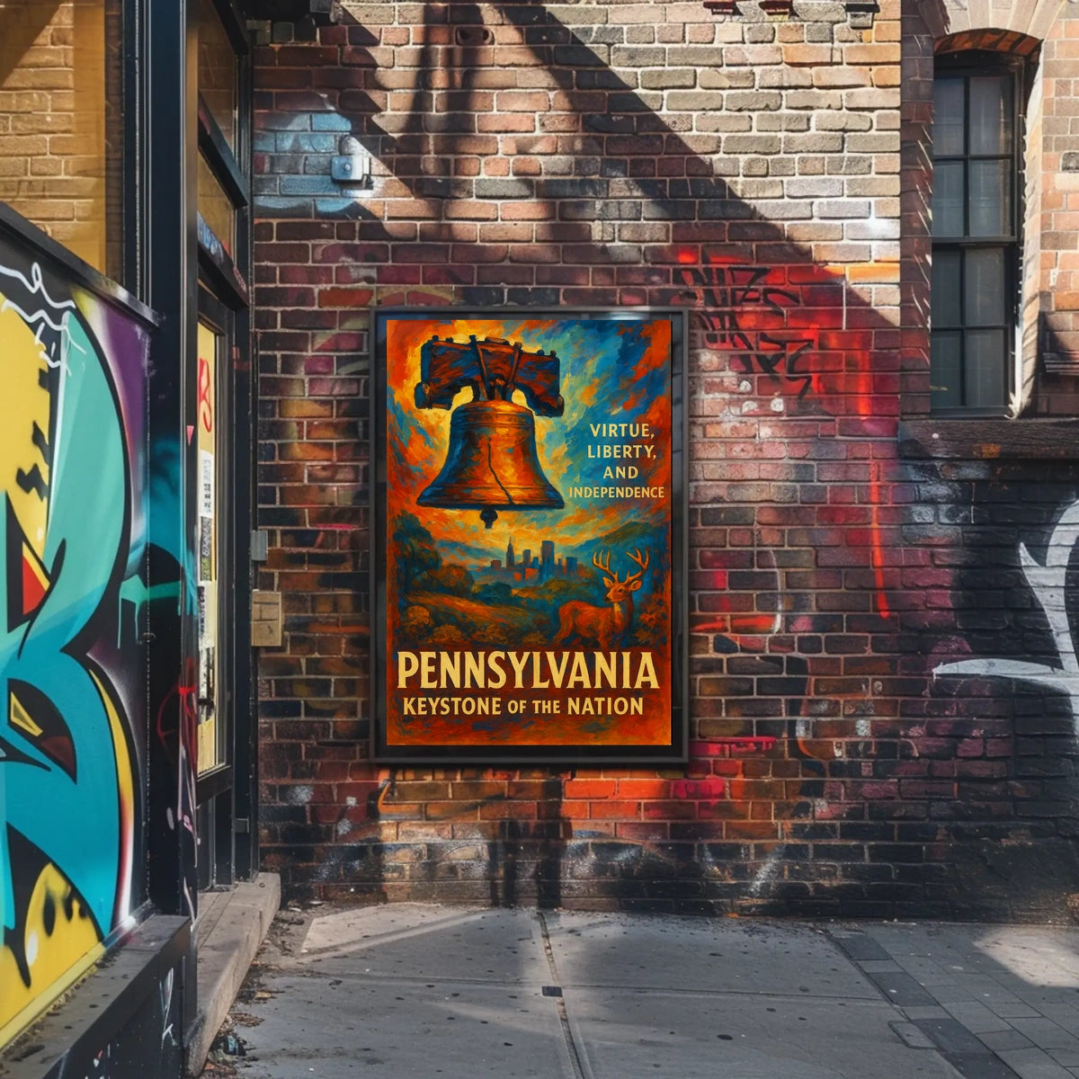 Pennsylvania Keystone of the Nation Poster Patriotic Decor