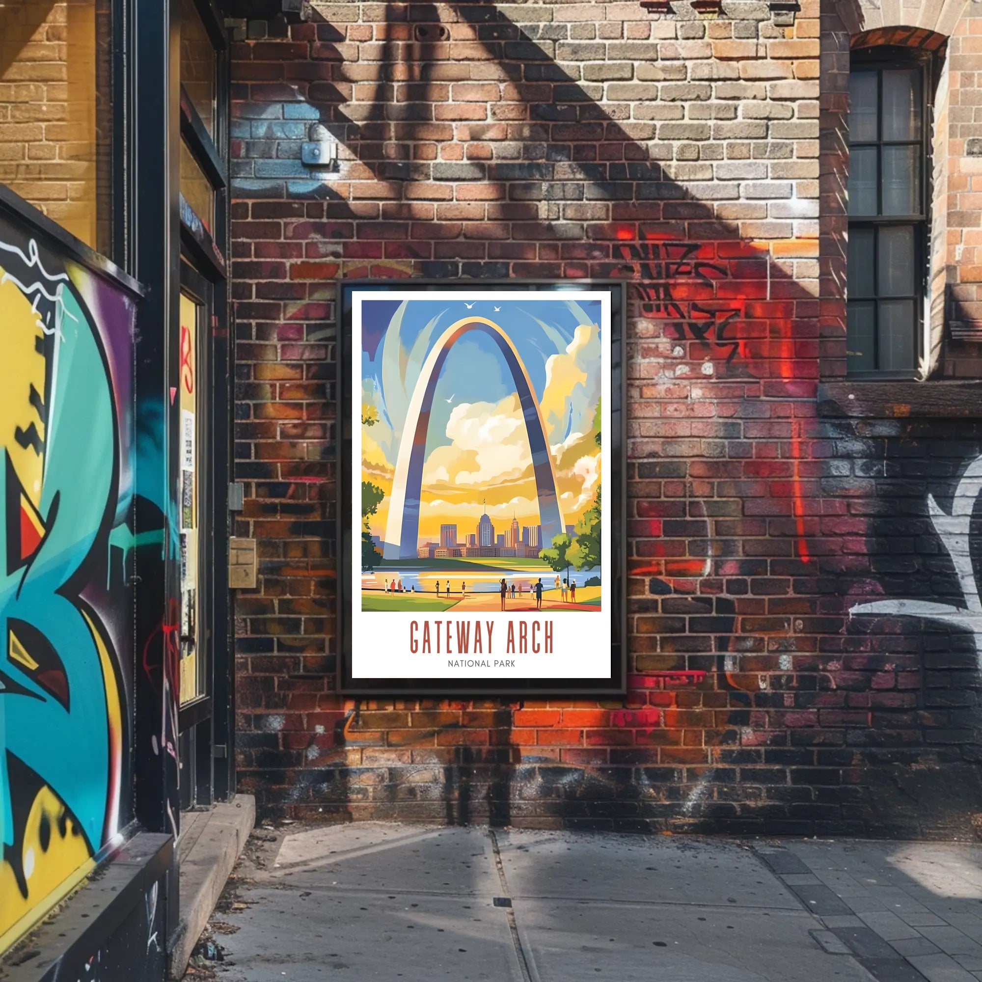 Gateway Arch Illustrated Travel Poster Print