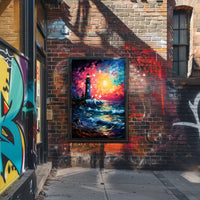 Lighthouse At Sunset Poster