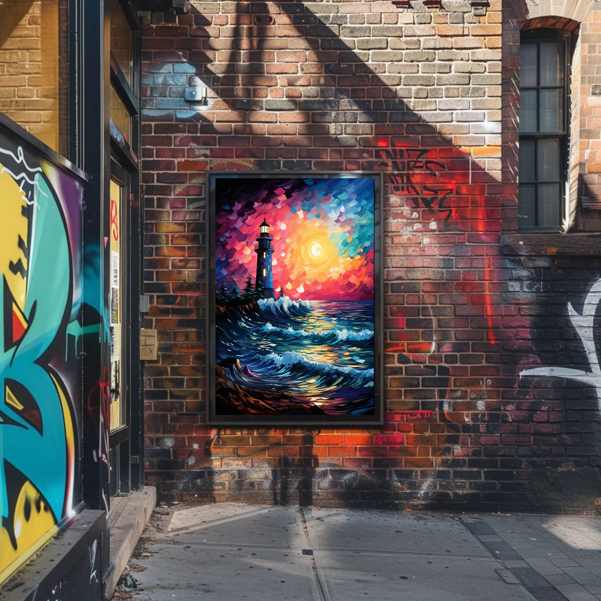 Lighthouse At Sunset Poster