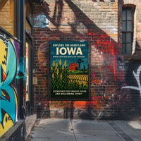 Idyllic Iowa Fields Vintage Travel Poster