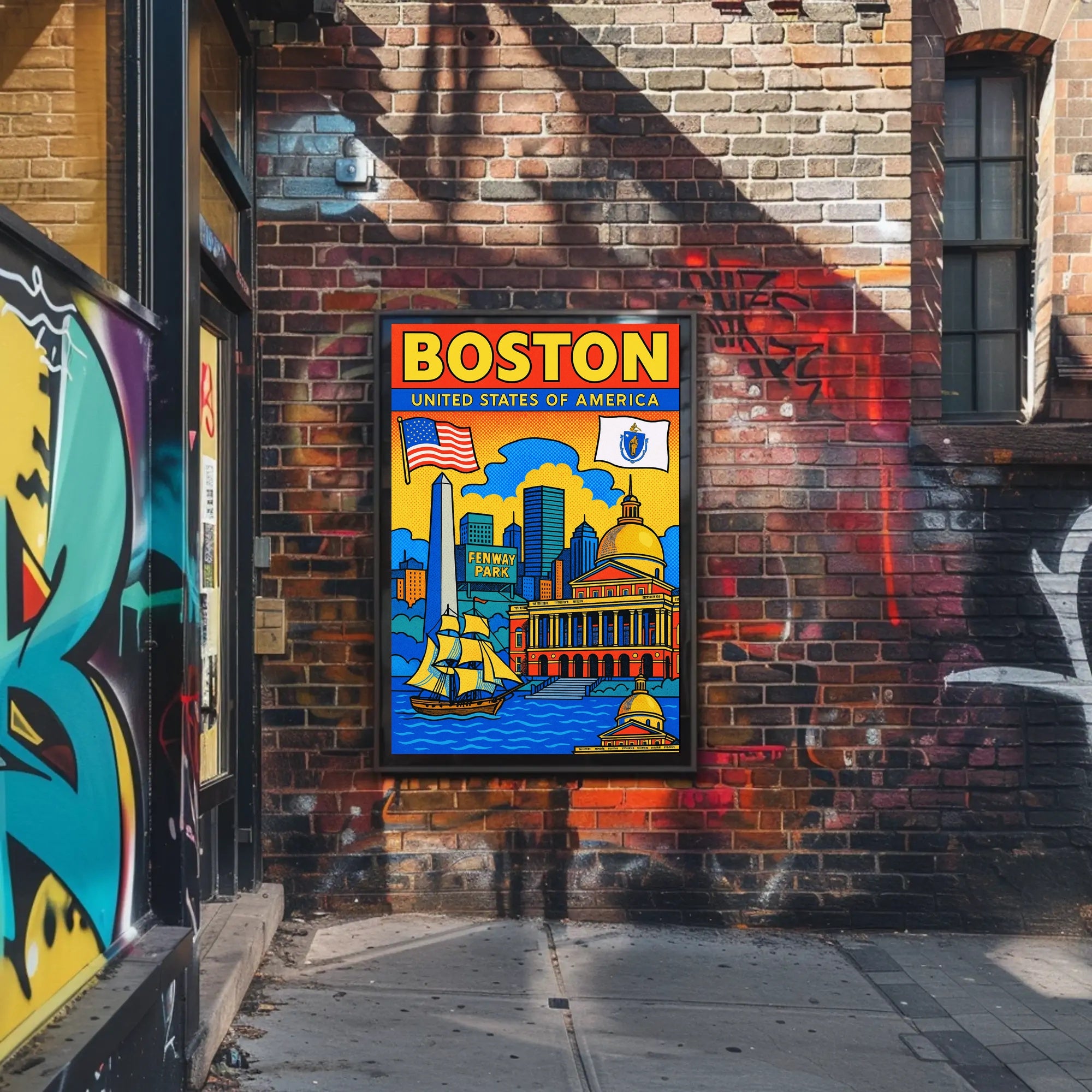 Boston Iconic Landmarks Poster PosterGoat