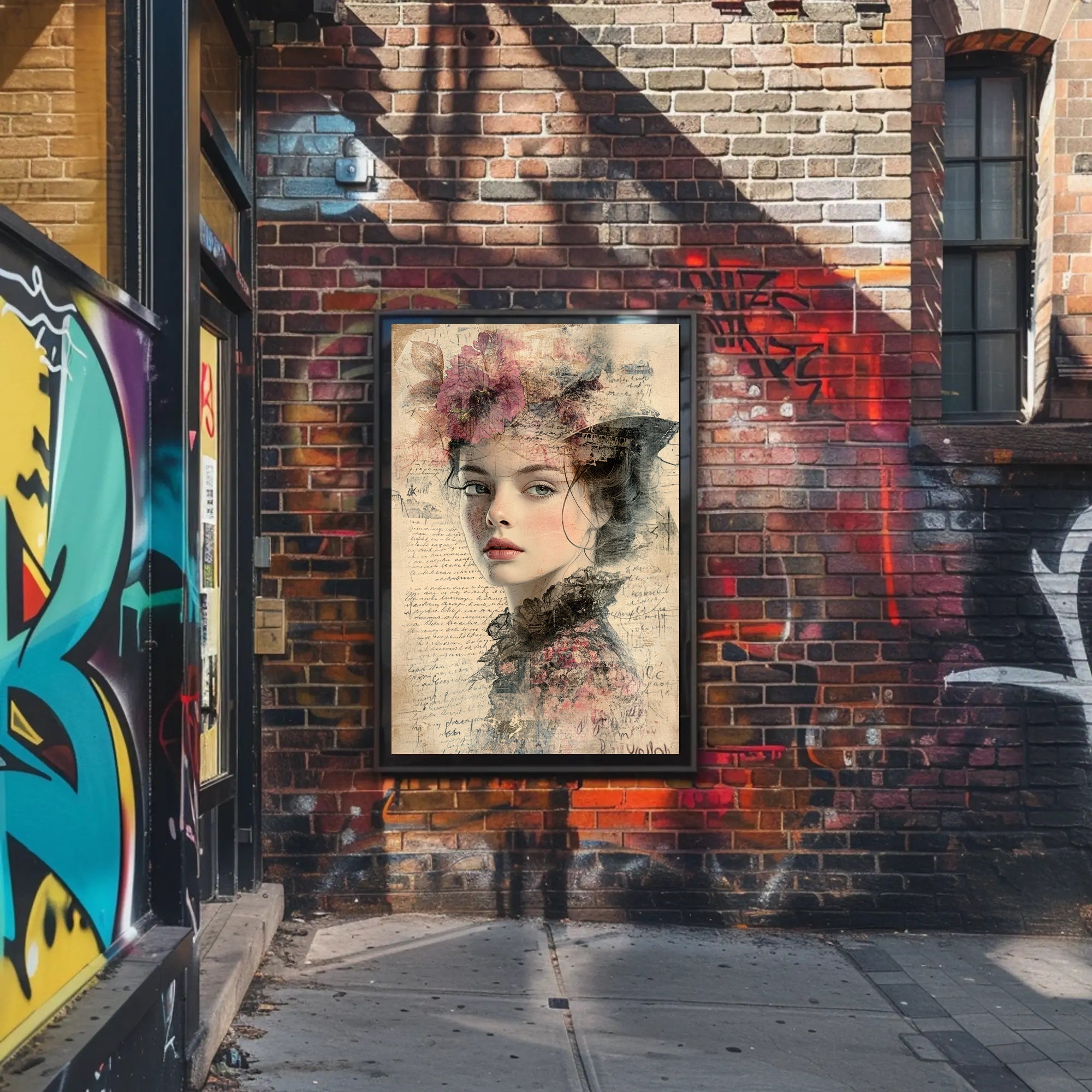 Vintage Dreamy Woman Floral Art Print - Abstract or Artistic Poster