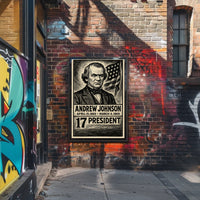 Andrew Johnson 17th President of the United States B & W Comic Sketch Poster