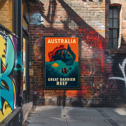 Great Barrier Reef Vintage Travel Adventure Poster