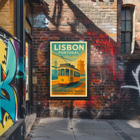 Lisbon Vintage Travel Poster Portugal Tram Print