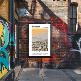 Bethlehem Urban Landscape with Middle Eastern Architecture Cityscape Poster PosterGoat