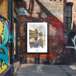 Louvre Museum Paris Watercolor Illustration Urban or Cityscape Poster PosterGoat
