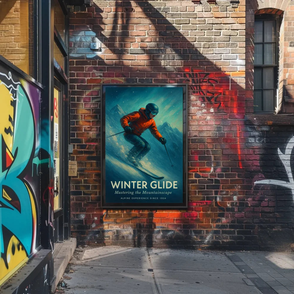 WINTER GLIDE Vintage Alpine Skiing Sports Poster PosterGoat