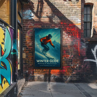 WINTER GLIDE Vintage Alpine Skiing Sports Poster PosterGoat