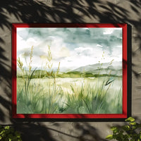 Serene Watercolor Countryside Landscape Poster Art