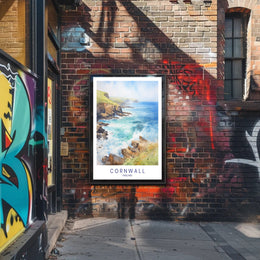 Cornwall Coastal Art: Serene Watercolor Travel Poster PosterGoat