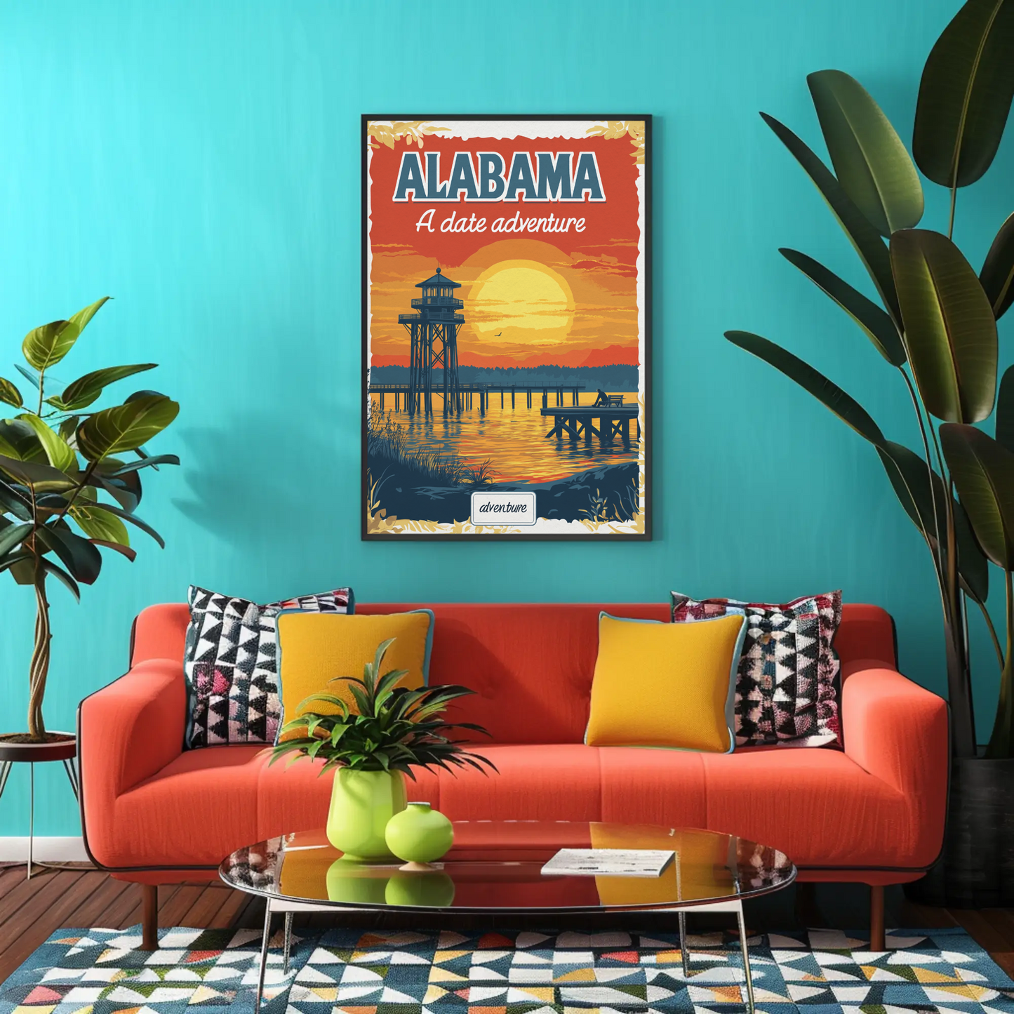 Alabama: A Date Adventure Vintage Travel Poster