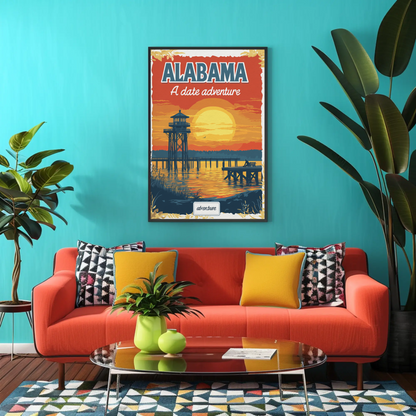 Alabama: A Date Adventure Vintage Travel Poster