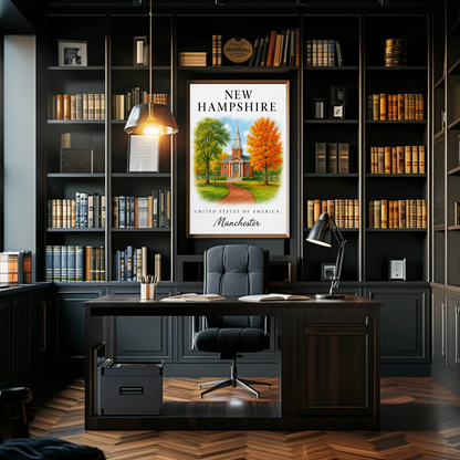 New Hampshire, Manchester Signature Series Vintage Travel Poster