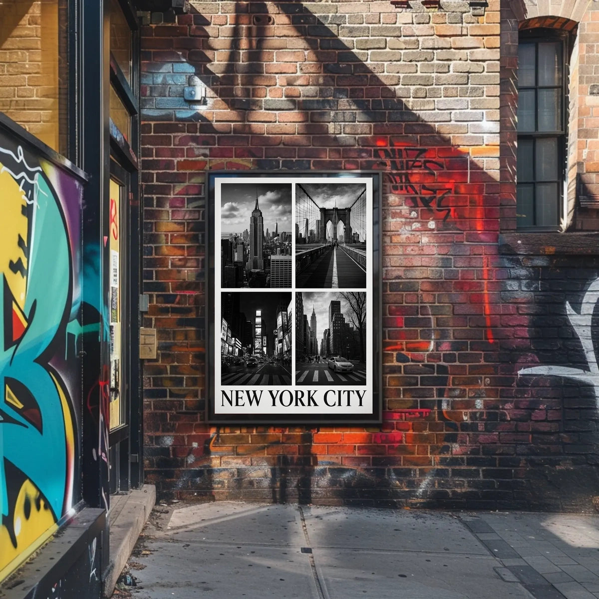 New York City Skyline Monochrome Poster Classic Wall Art